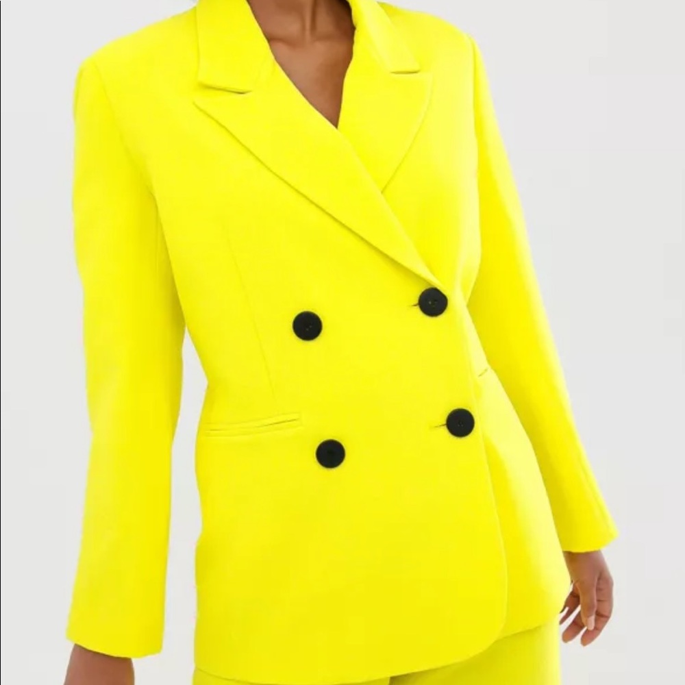 ASOS bright yellow double breasted Mansy jacket
